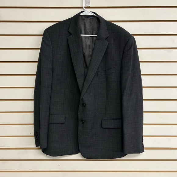 Lauren Ralph Lauren Black Label Suit Jacket Wool Blend Dark 46R Gray/Blue Stripe - Picture 1 of 11